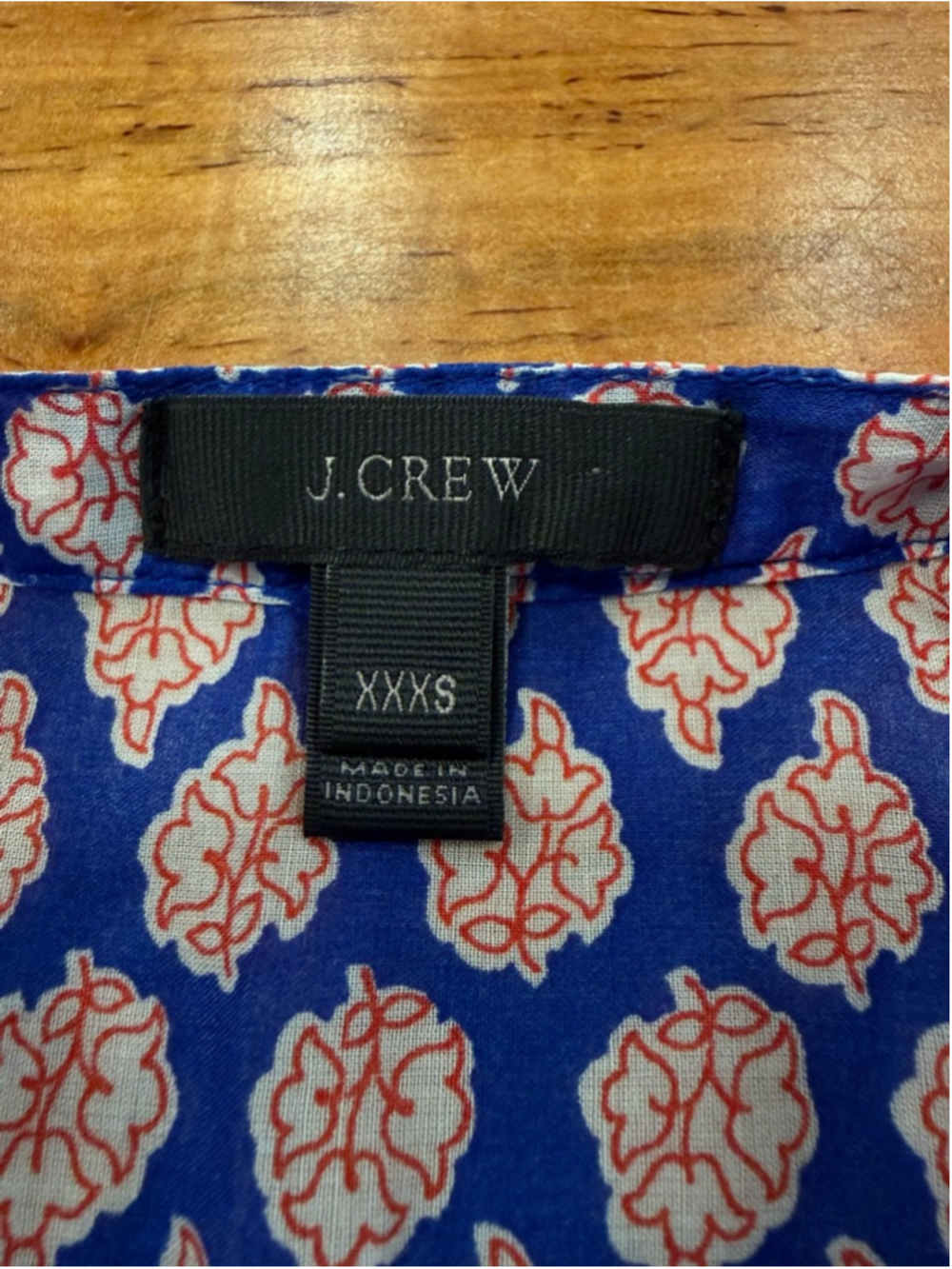 J. Crew Blue Paisley Cotton Caftan Maxi Dress Tassel Tie Boho Coastal XXXS - Picture 7 of 13